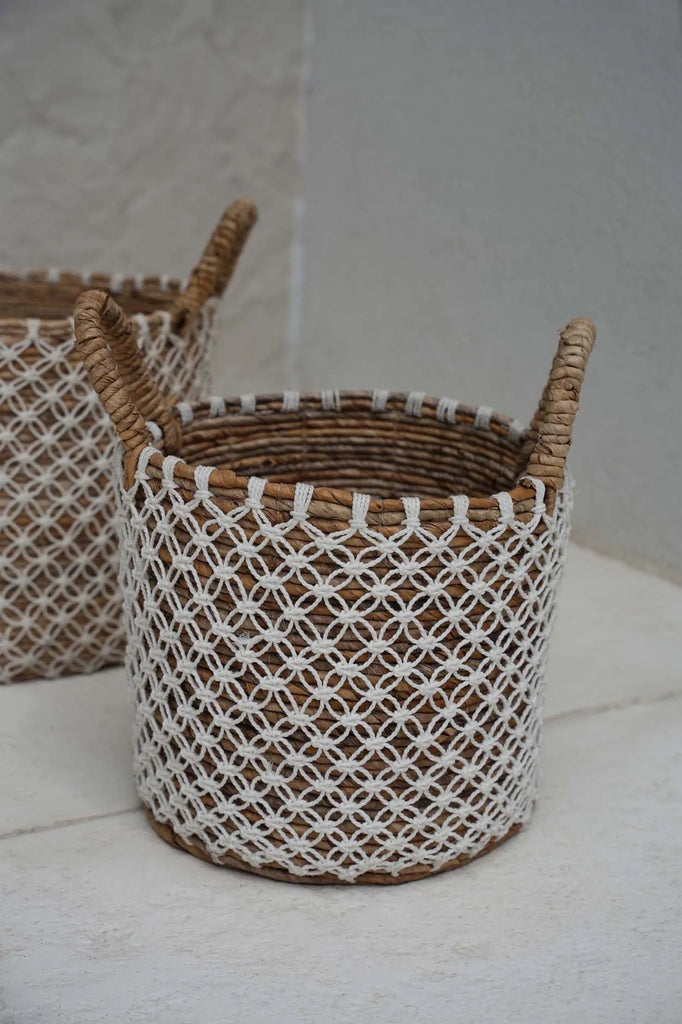 Le panier en macramé croisé - petit