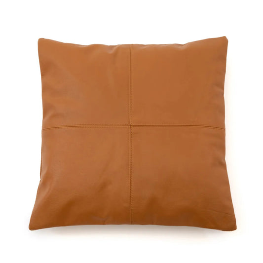 Housse de coussin en cuir à quatre panneaux - Chameau - 40x40