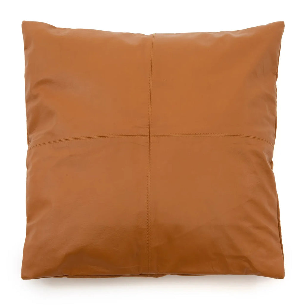 Housse de coussin en cuir à quatre panneaux - Camel - 60x60