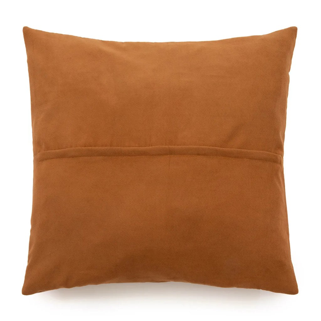 Housse de coussin en cuir à quatre panneaux - Camel - 60x60