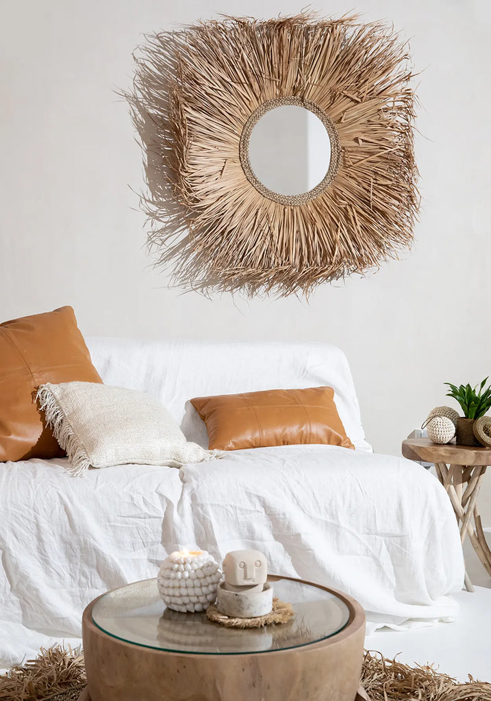 Housse de coussin en cuir à quatre panneaux - Camel - 60x60