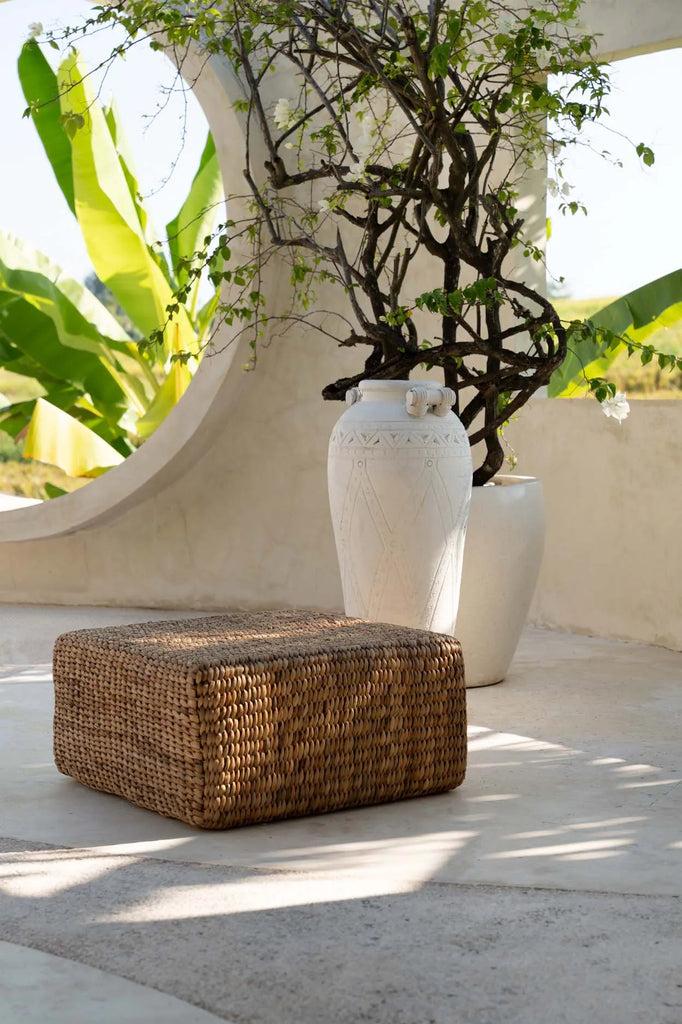 Le pouf carré en jacinthe d'eau - Naturel - M