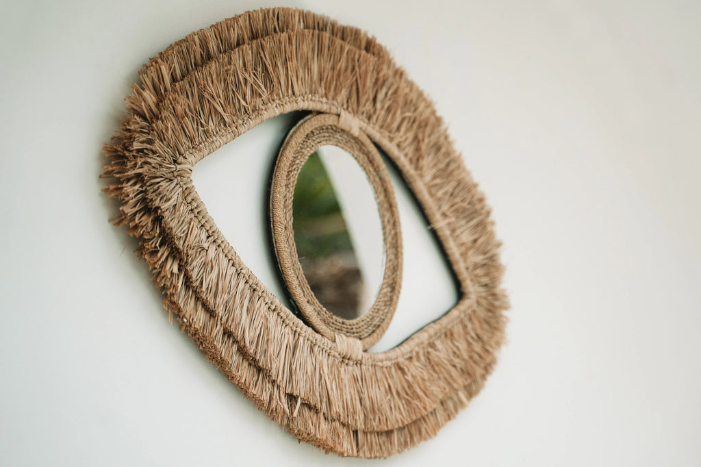 Le miroir Raffia Eye - Naturel - M