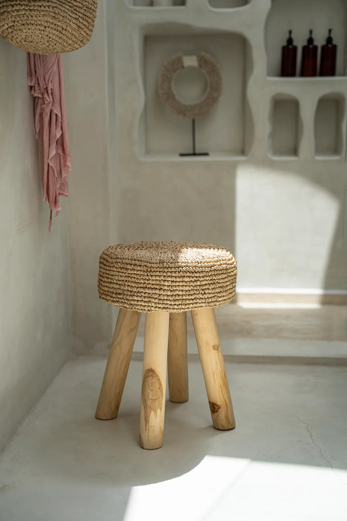 Le tabouret en raphia - Naturel