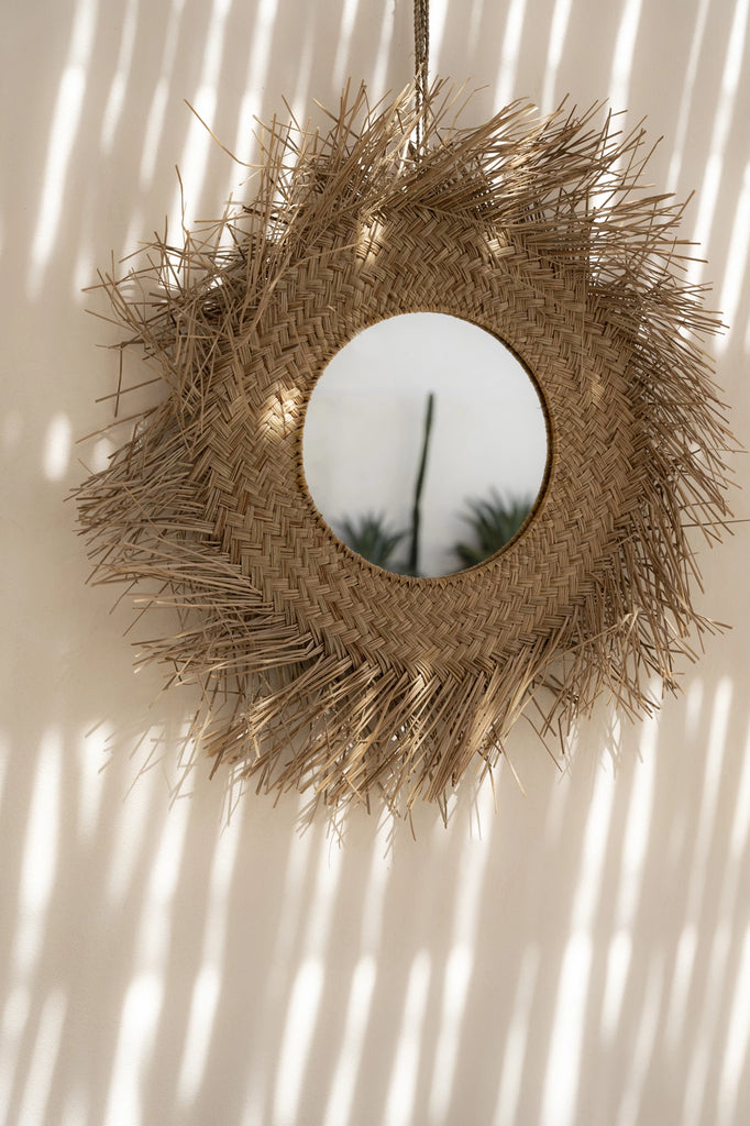 Miroir en rotin - Naturel - M
