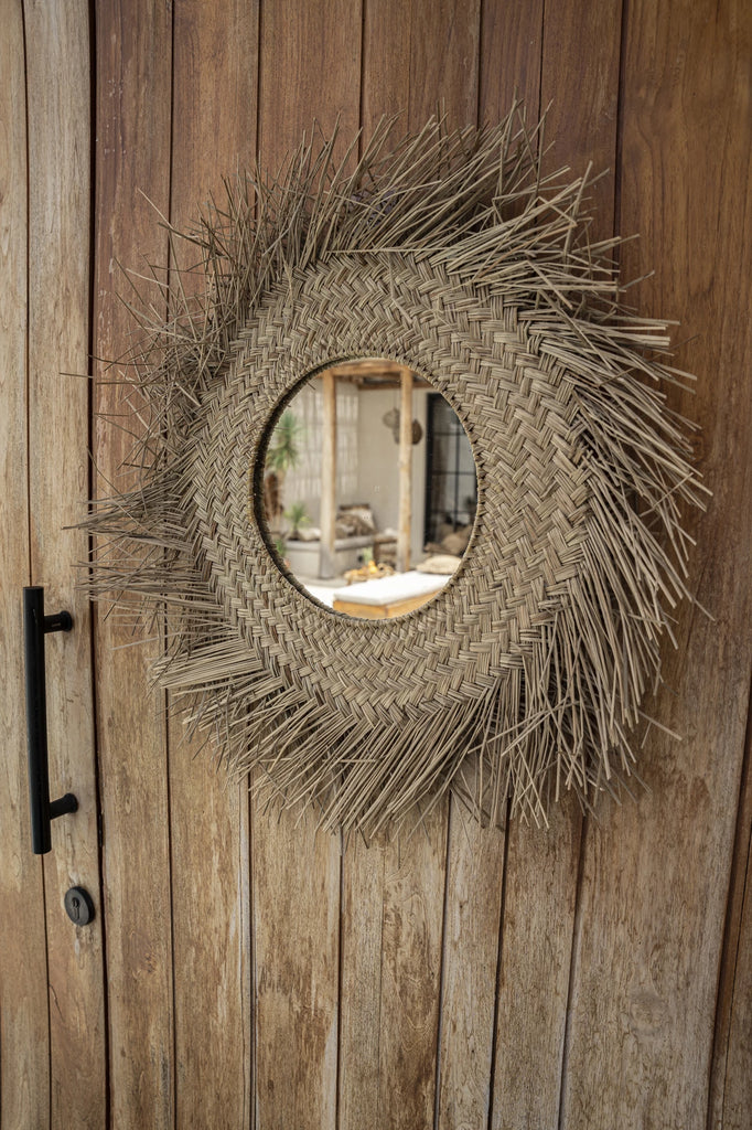 Miroir en rotin - Naturel - M