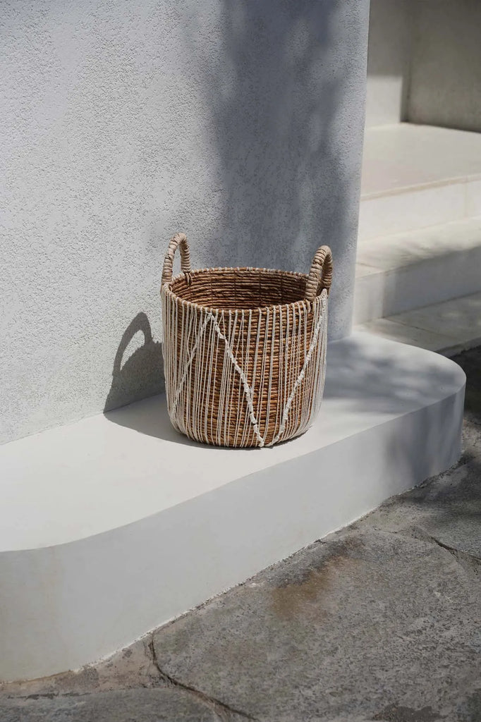 Le panier en macramé à points droits - Grand